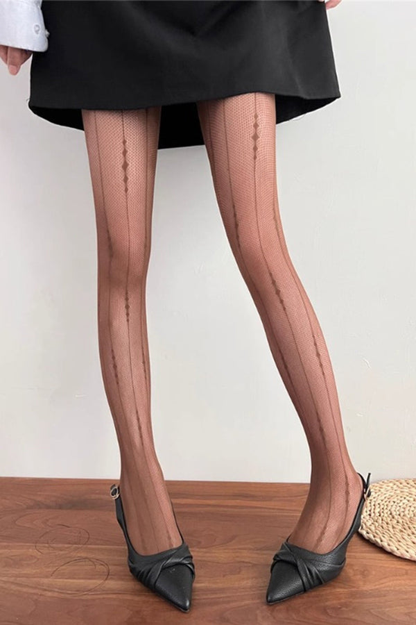 Mesh geometrische panty met opengewerkt detail