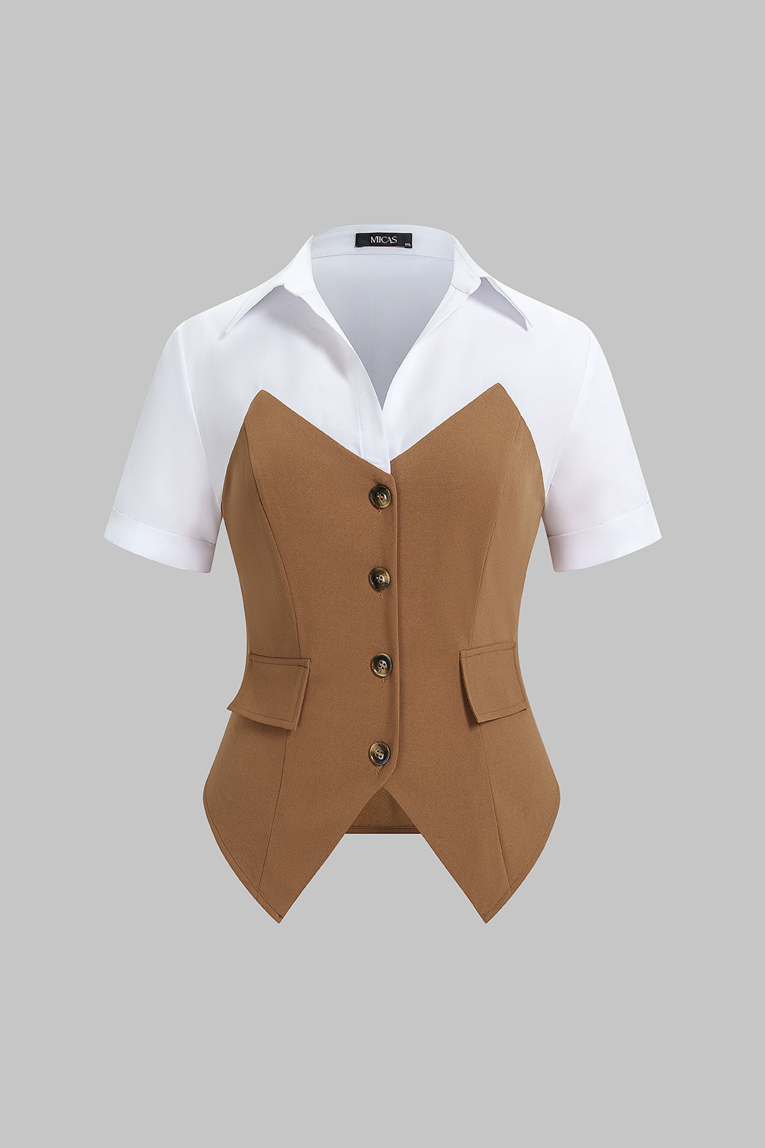 Top met revers en korte mouwen