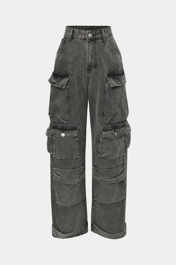 Aurora - Jeans met zakken, wijde pijpen en cargozakken