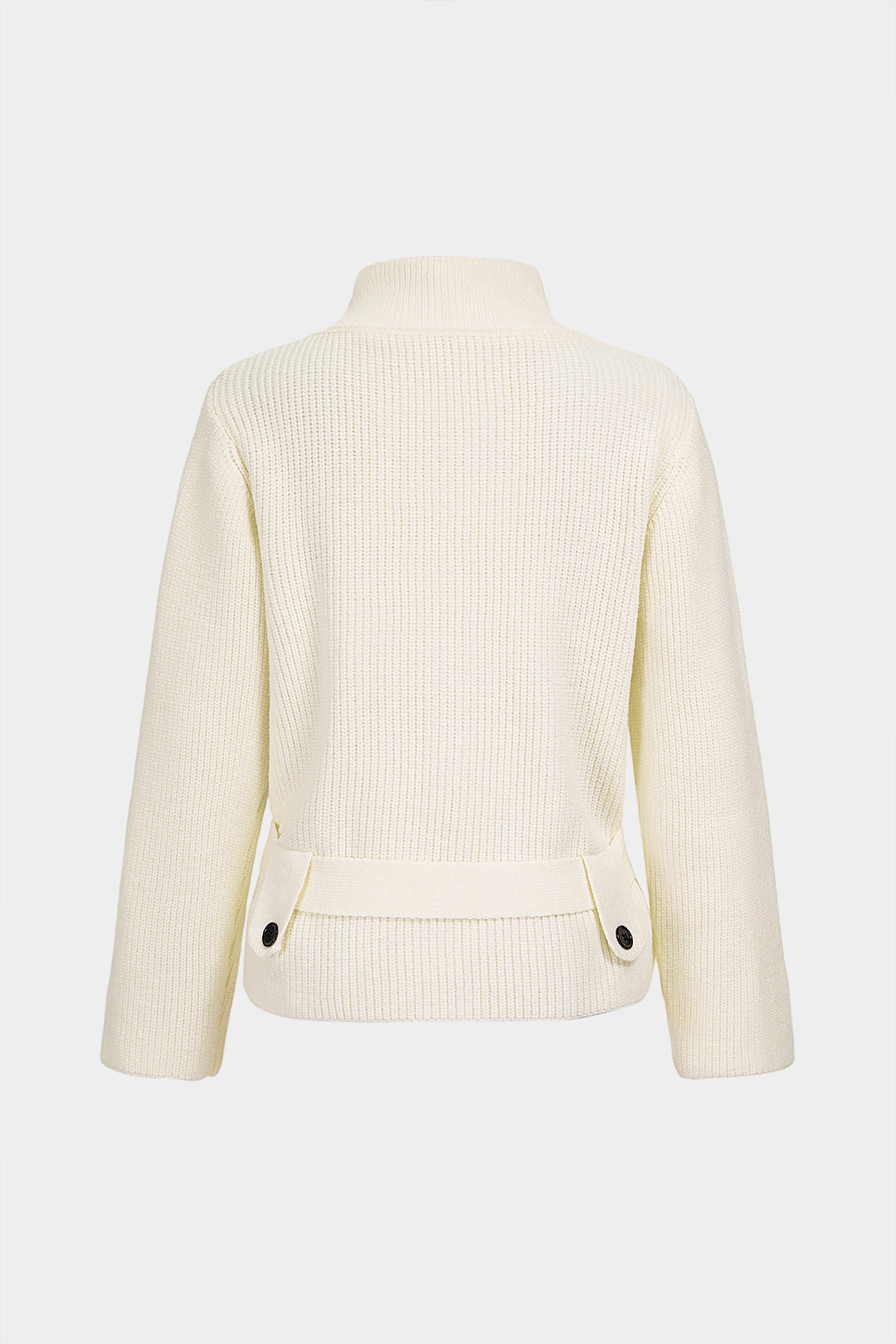 Gebreide top met riem, knoopjes en lange mouwen