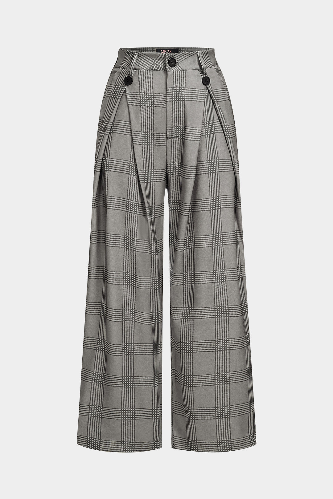 Geruite broek met hoge taille en wijde pijpen