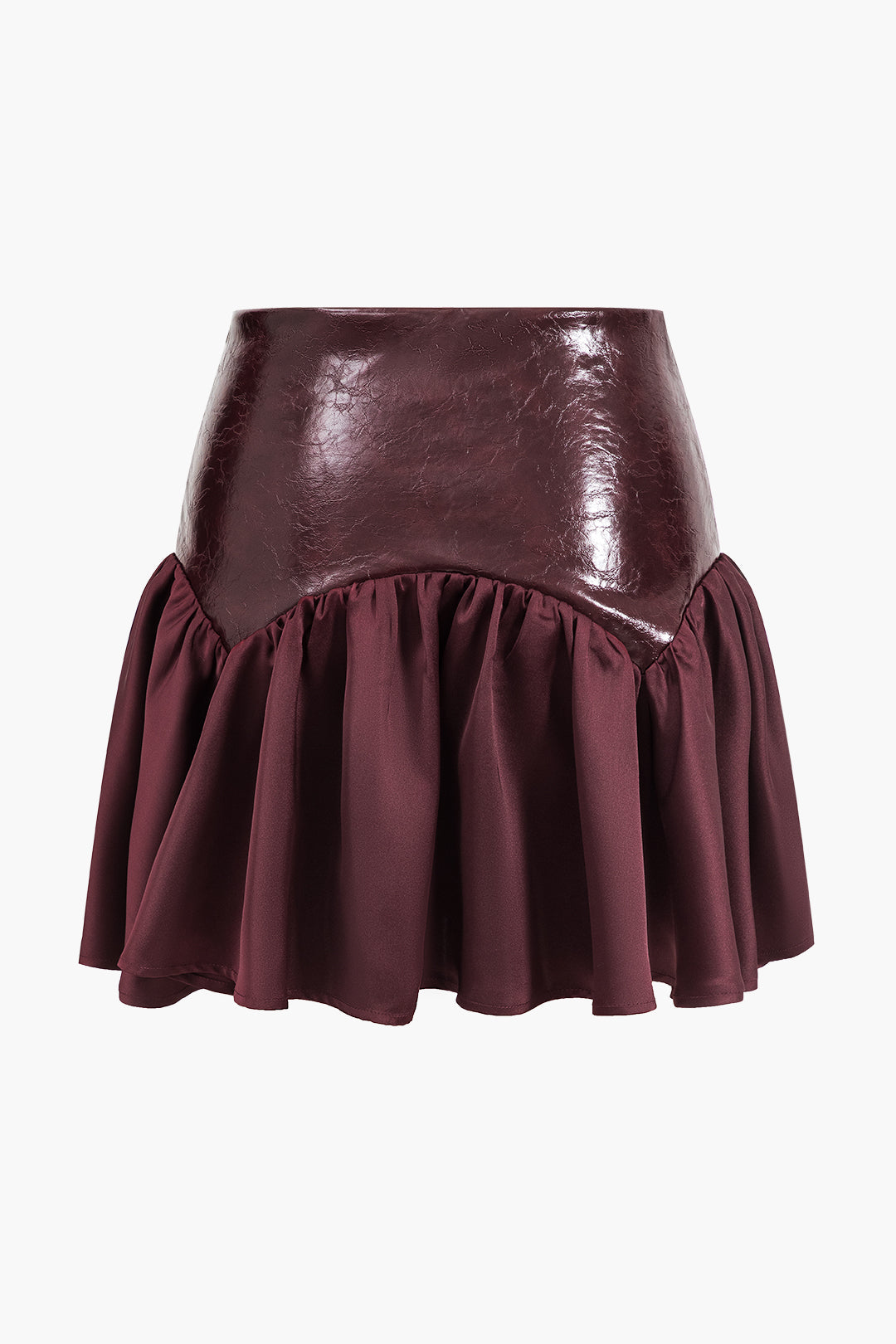Noor - Leren-look patchwork rok