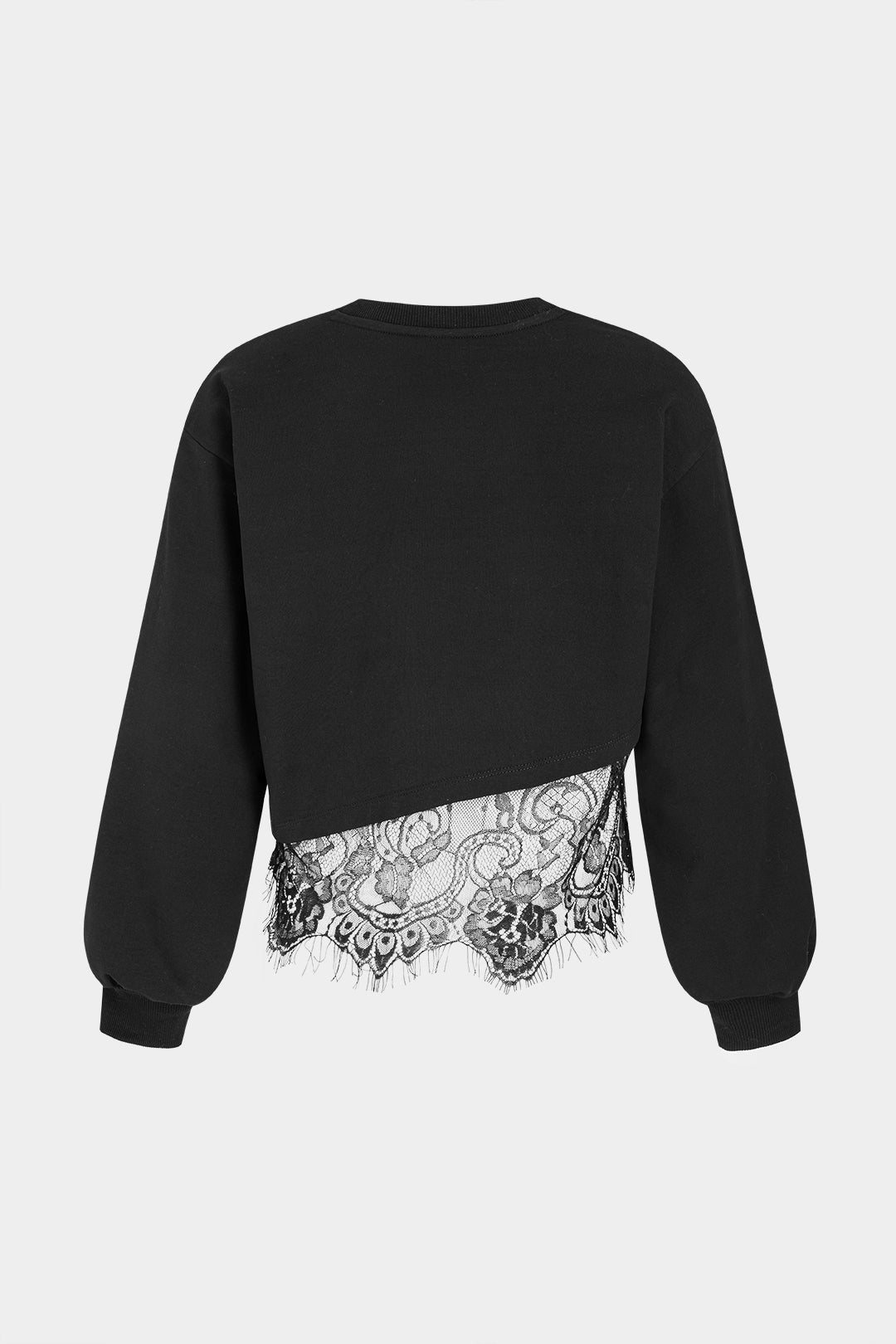 Patchwork sweater met kant, ronde hals en lange mouwen