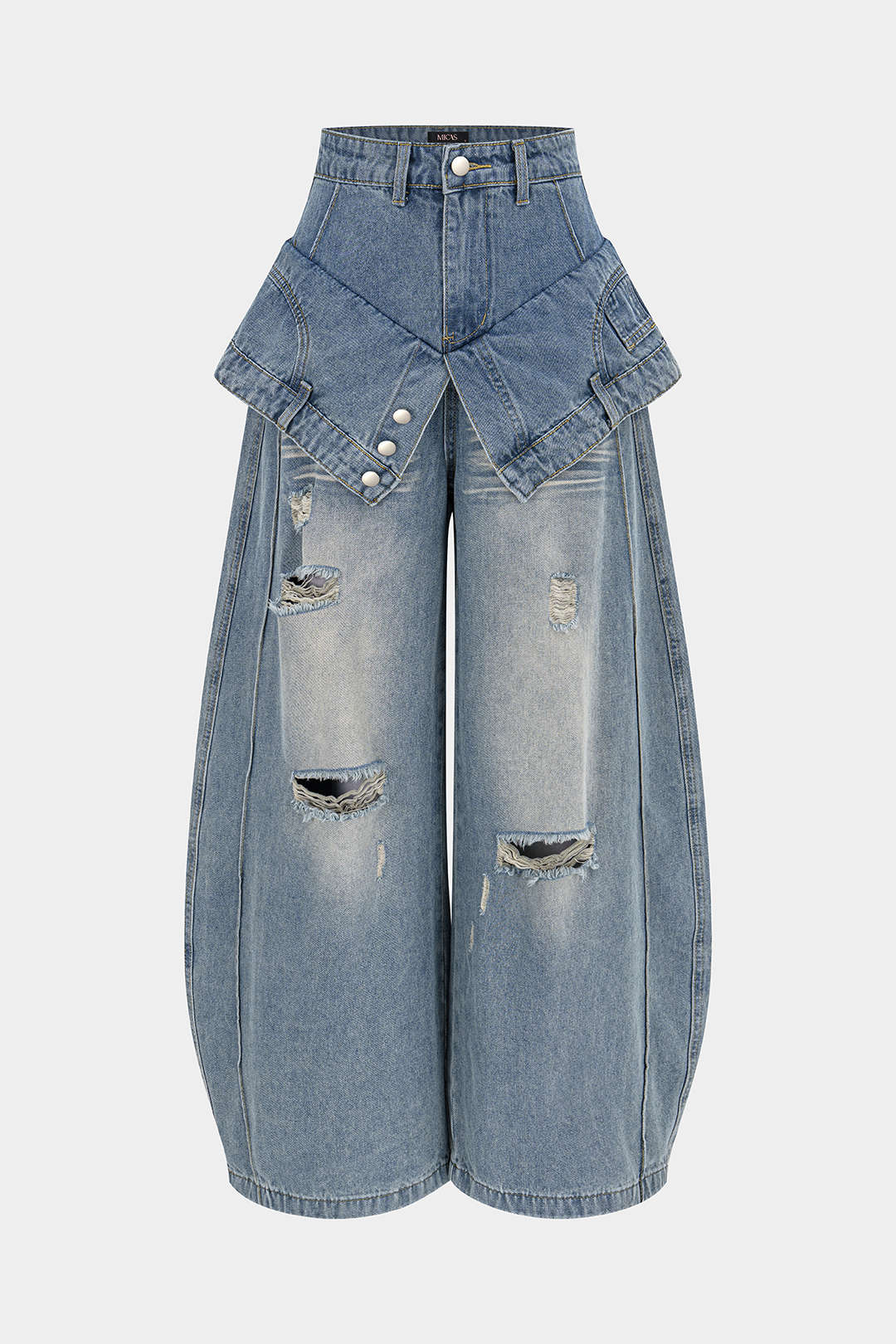 Dana - Asymmetrische jeans met wijde pijpen