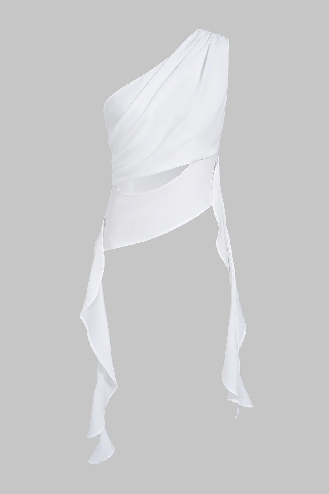 Effen tanktop met één schouder, uitsnijding en ruches