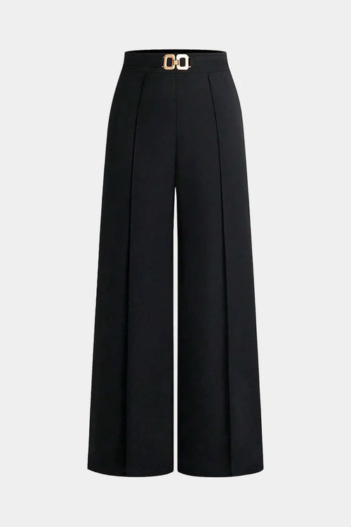 Effen broek met riem en wijde pijpen