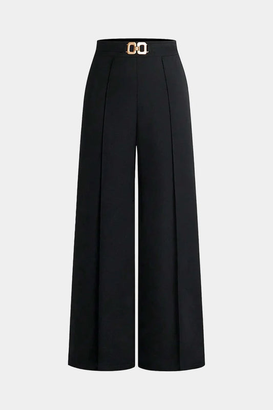 Effen broek met riem en wijde pijpen