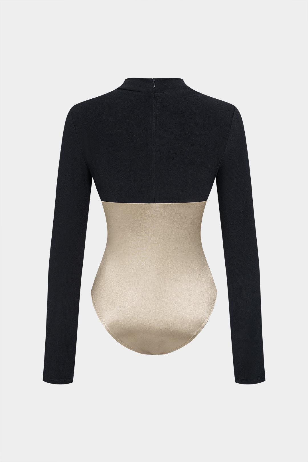 Patchwork body met rits en lange mouwen