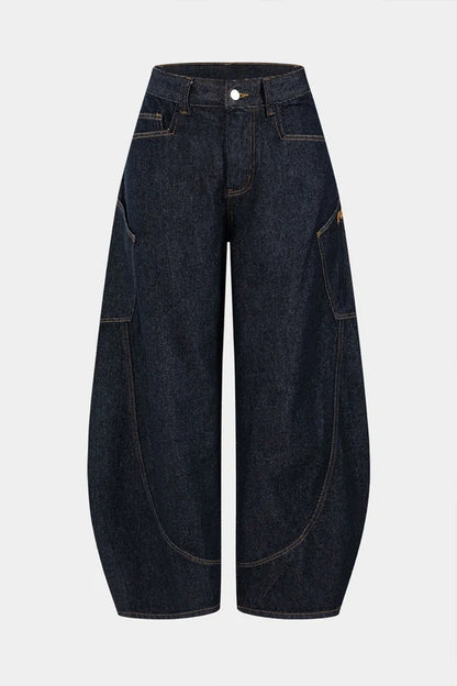 Denim jeans met wijde pijpen en verwassen look
