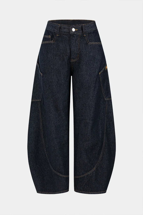 Denim jeans met wijde pijpen en verwassen look