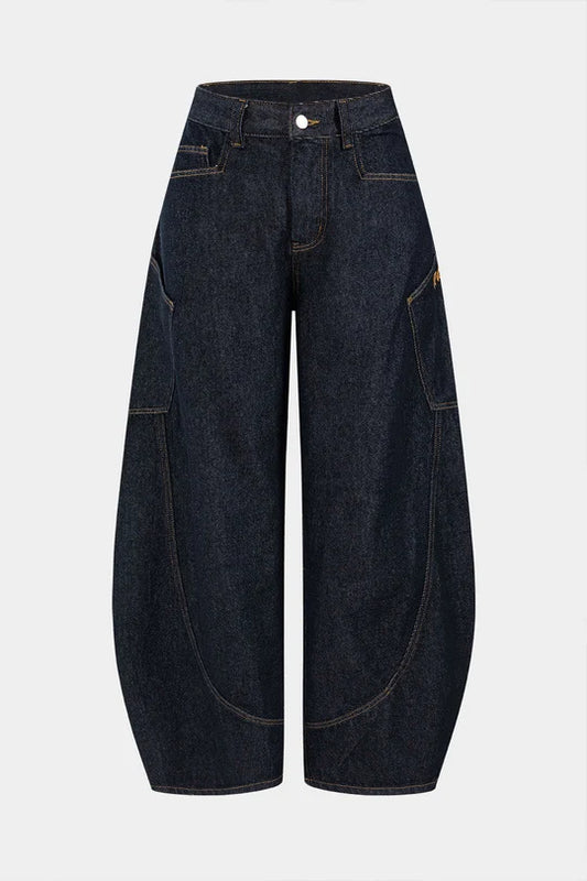 Denim jeans met wijde pijpen en verwassen look