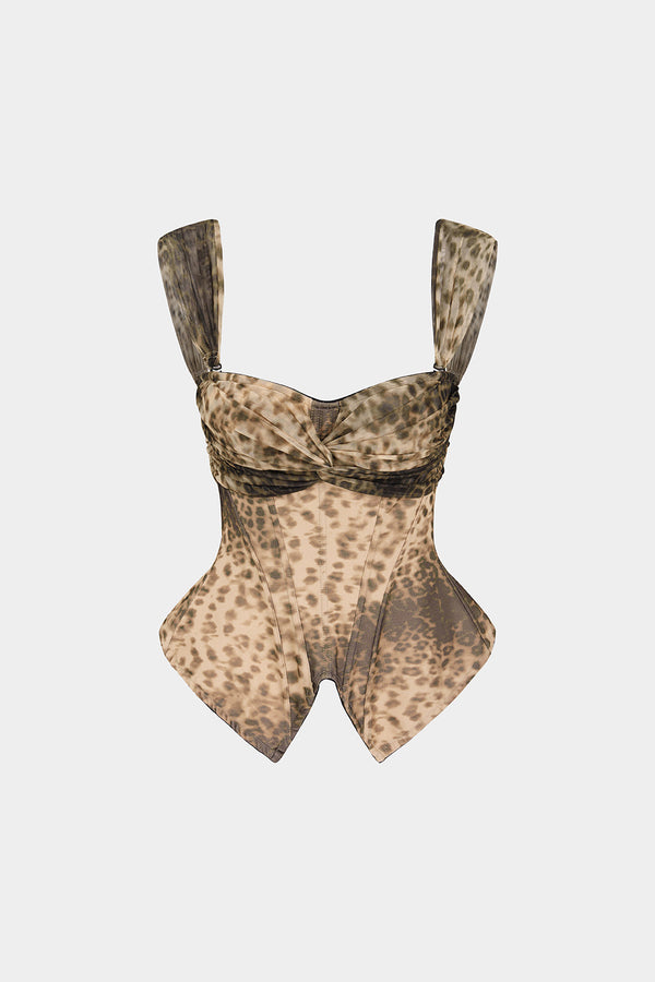 Luipaardprint mesh top
