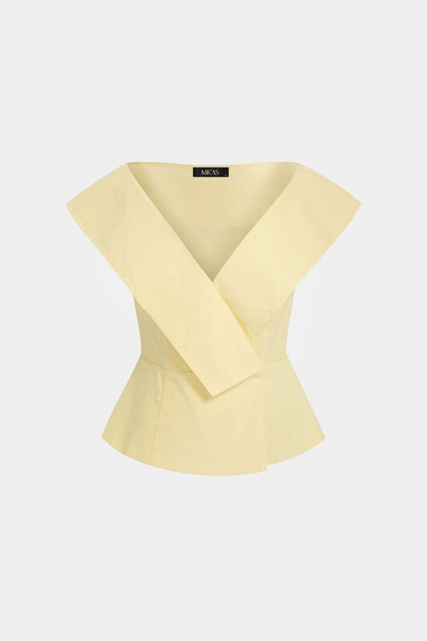 Effen linnen blouse met V-hals