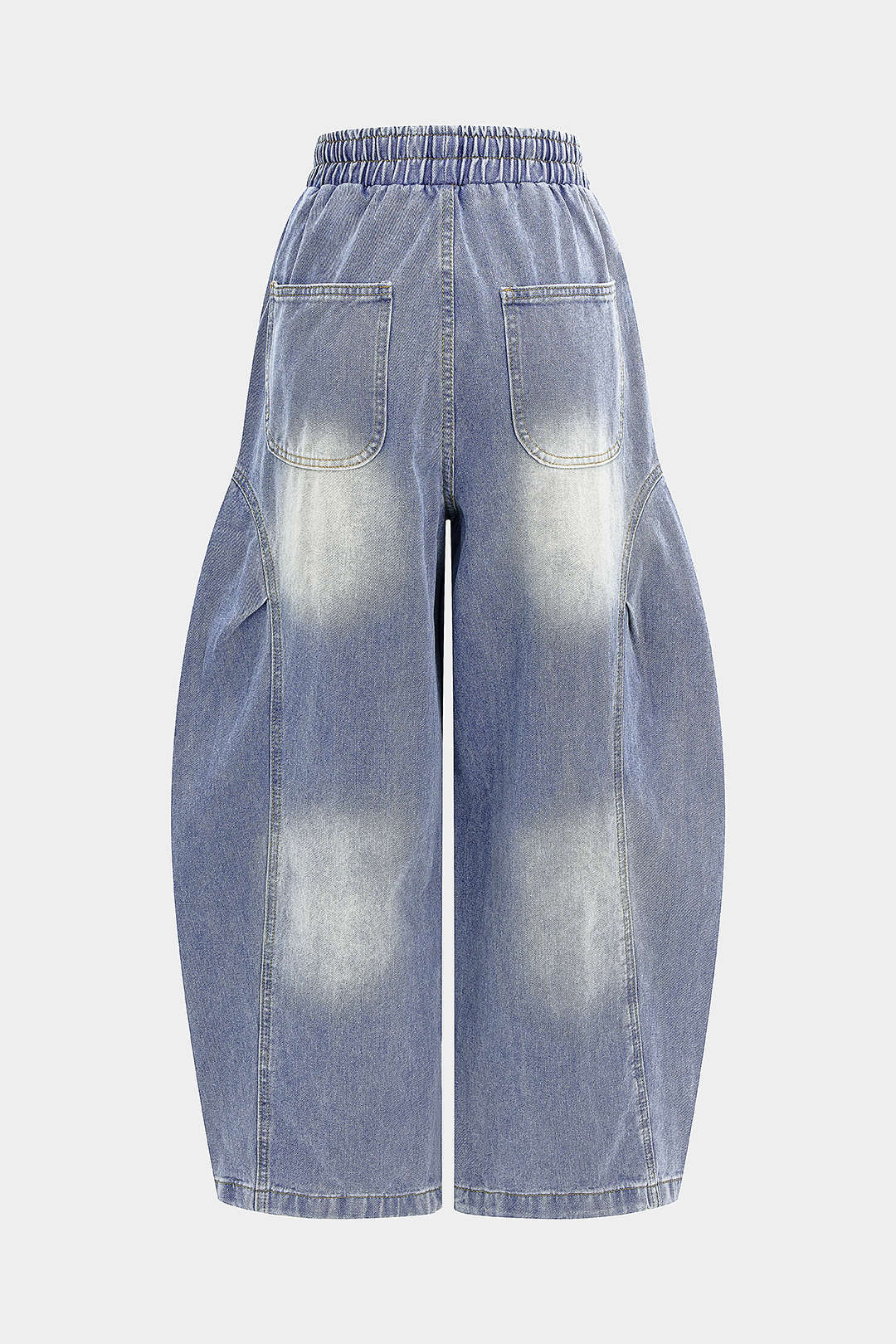 Jeans met trekkoord en smokwerk