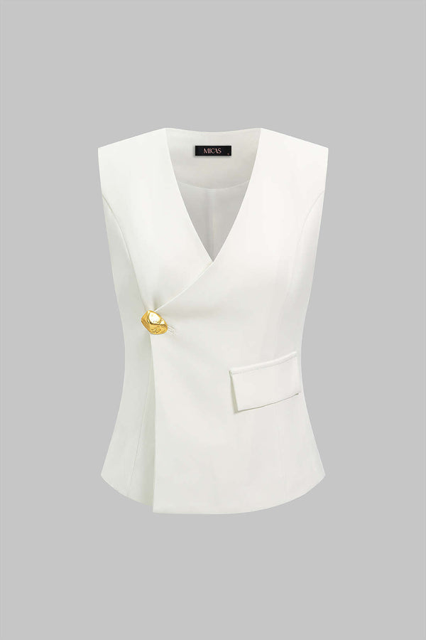 Metallic gilet met V-hals