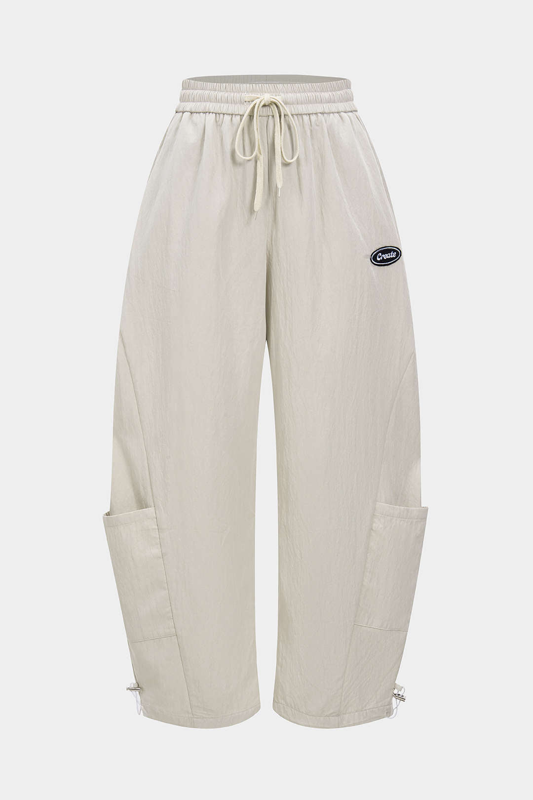 Pantalon met trekkoord, wijde pijpen en zakken