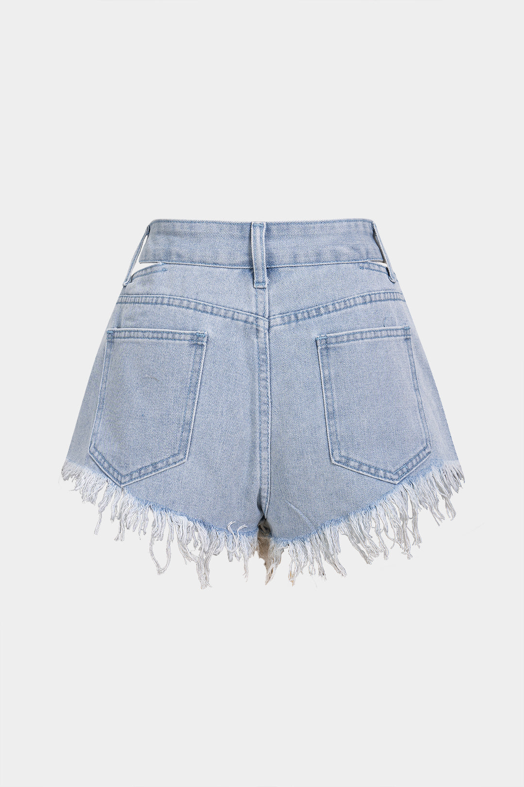 Denim ripped short met uitsnijding en zakken