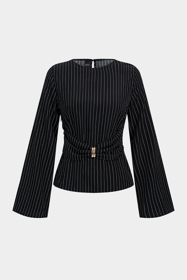 Gestreepte blouse met ronde hals en lange mouwen