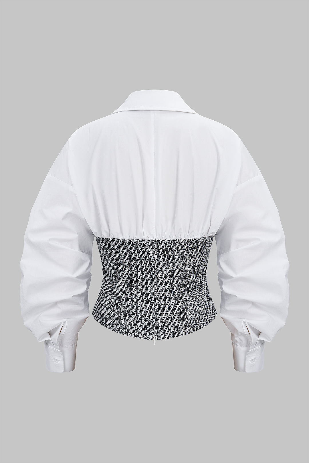 Tweed patchwork blouse met lange mouwen