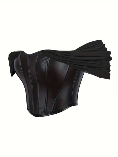 Strapless PU-Corsettop met Open Rug