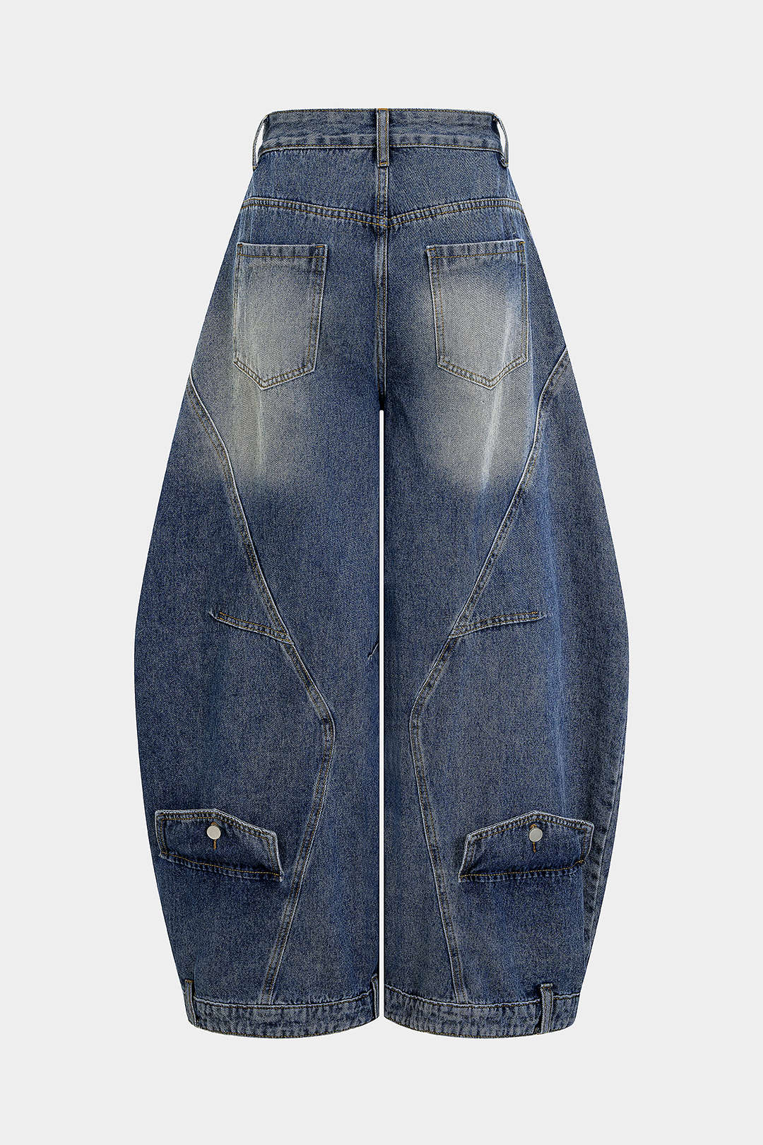 Verwassen jeans met hoge taille en ballonmodel