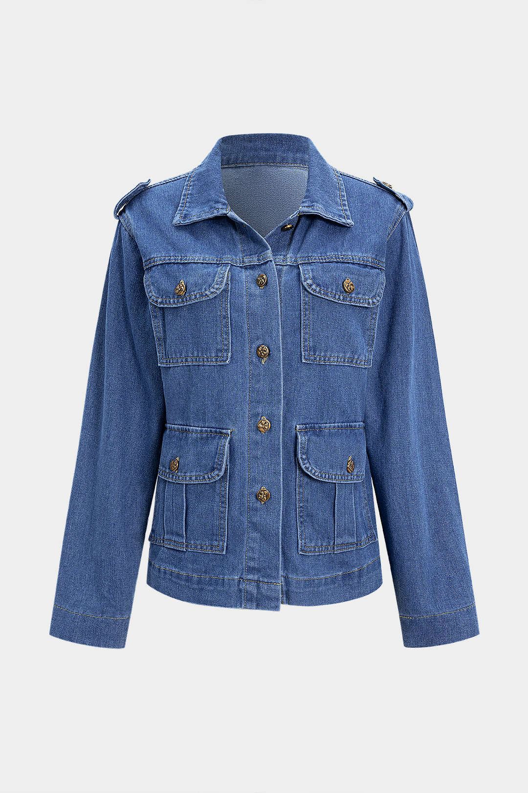 Denim item met knoopjes en zakken