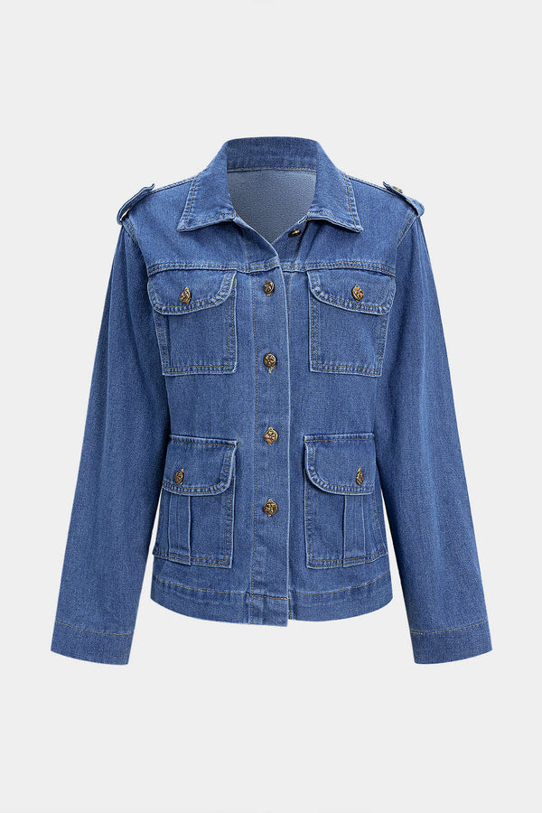 Denim item met knoopjes en zakken