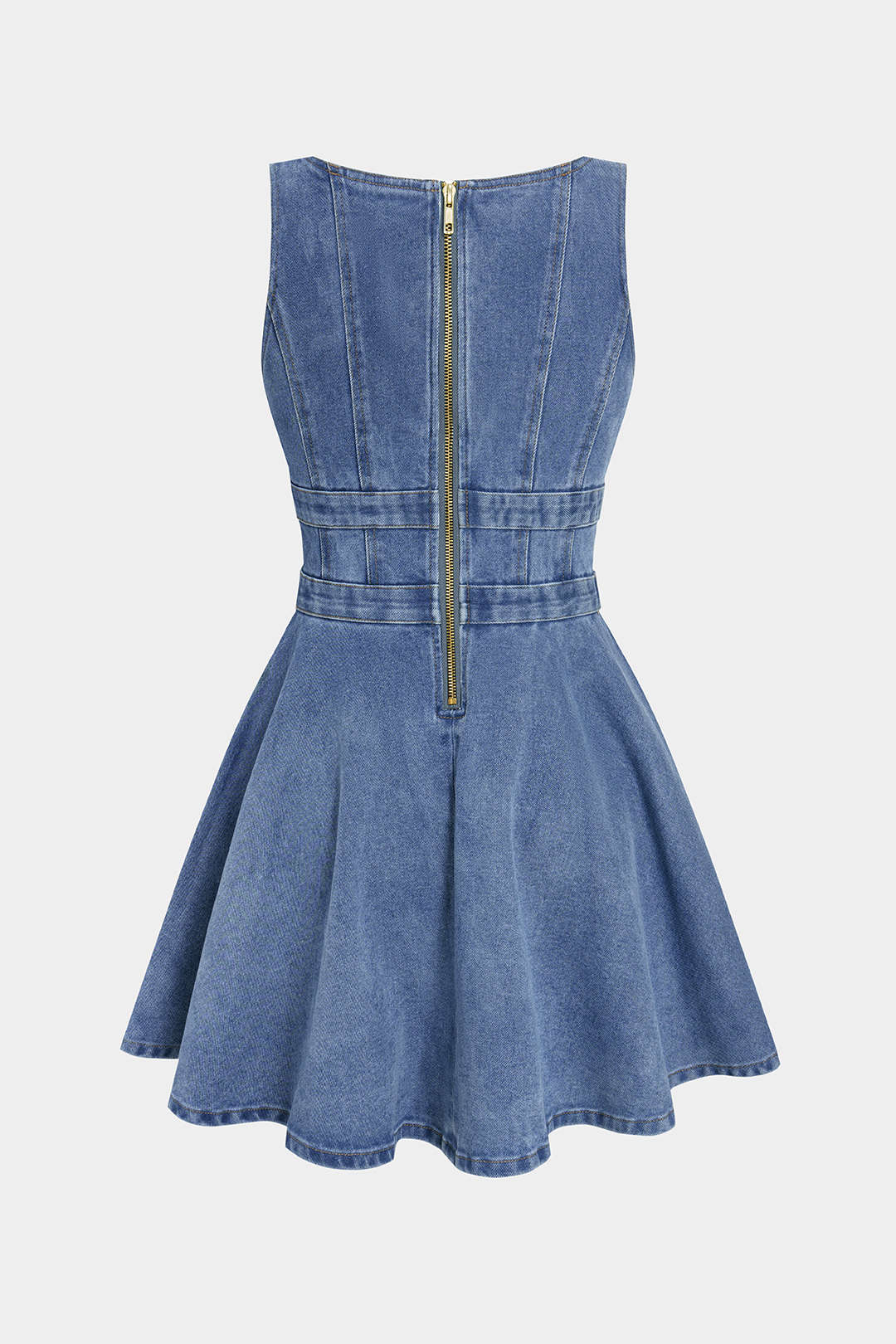Denim metallic minijurk met riem