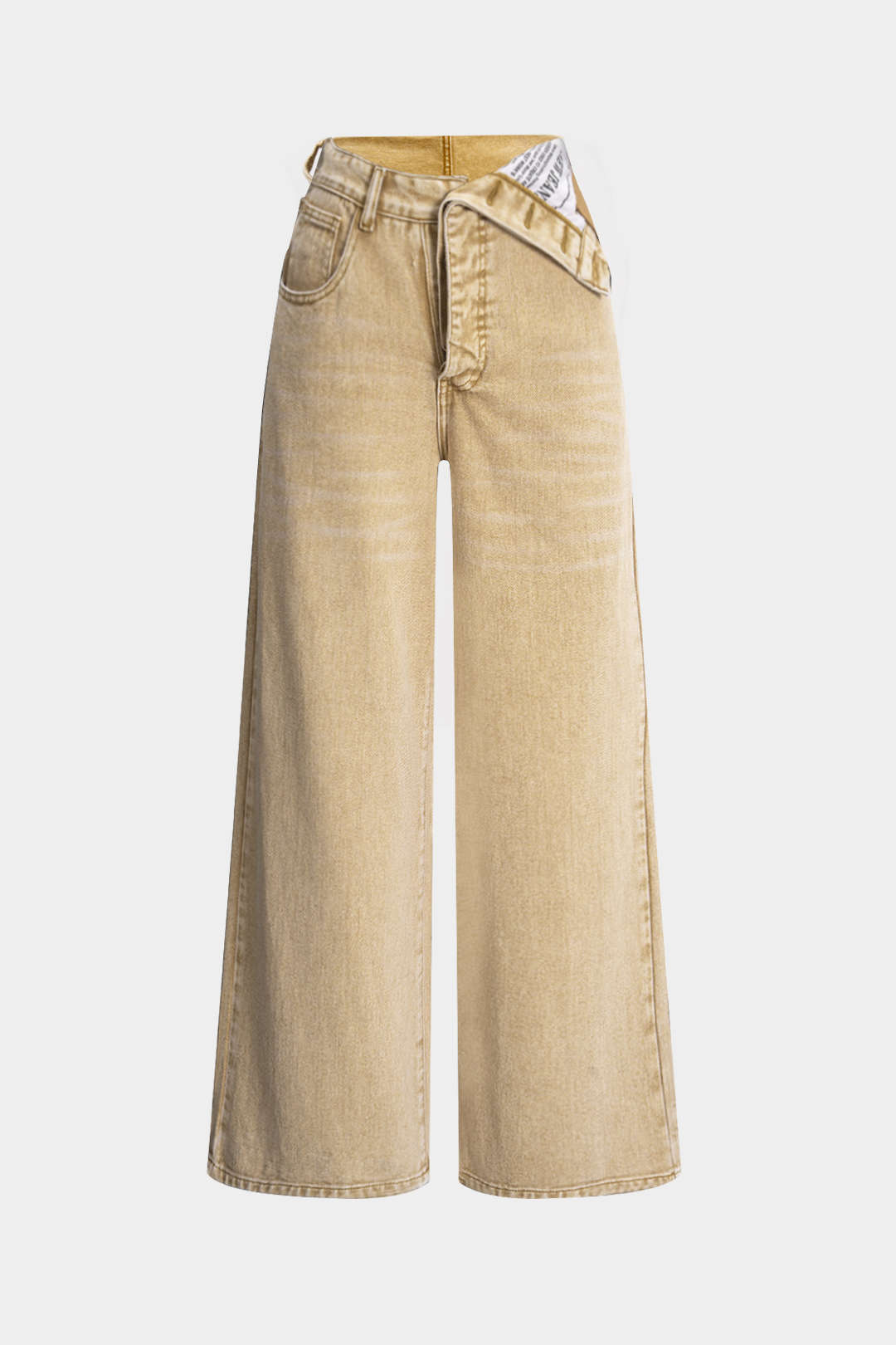 Asymmetrische jeans met hoge taille en rechte pijp