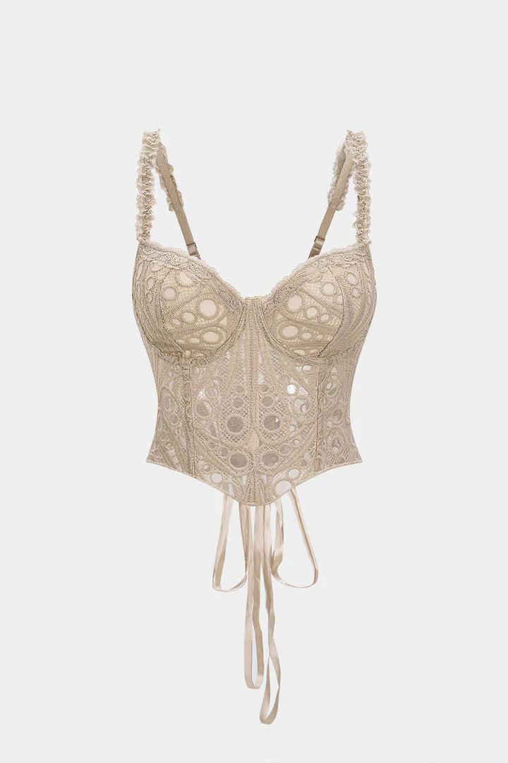 Bustiercorset met kanten afwerking en strik op de rug.