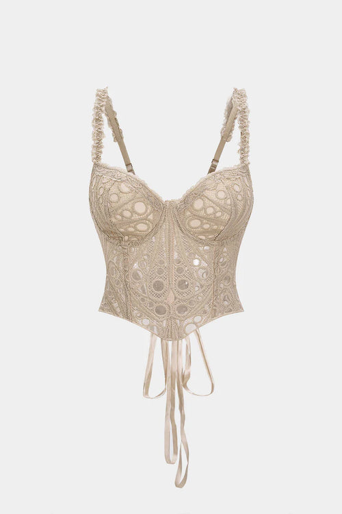 Bustiercorset met kanten afwerking en strik op de rug.