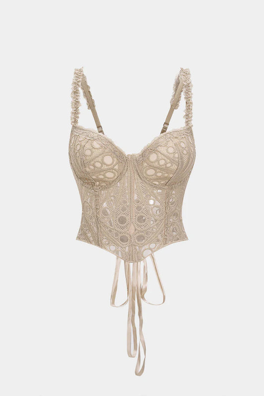 Bustiercorset met kanten afwerking en strik op de rug.