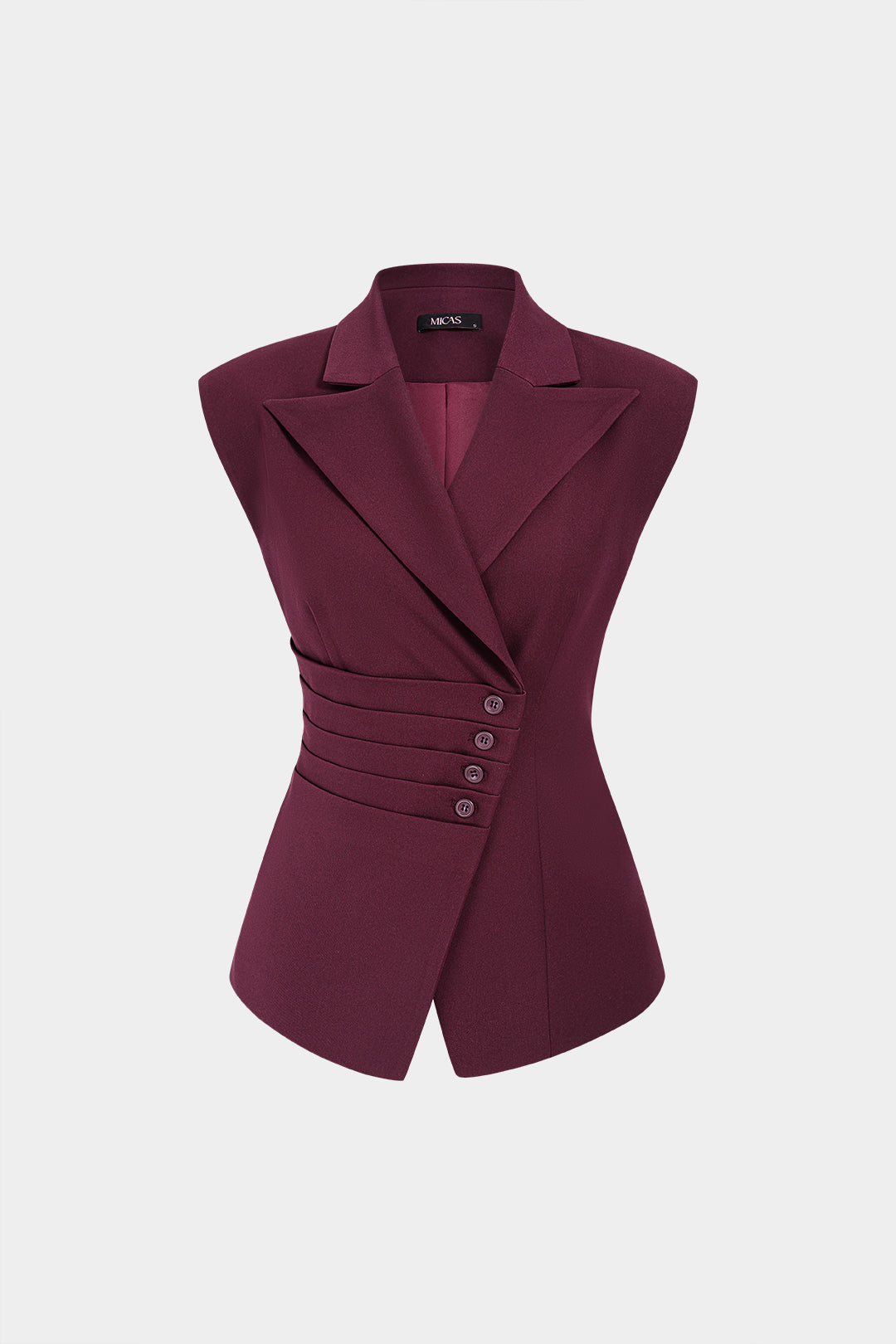 Asymmetrisch gilet met reverskraag en knoopjes