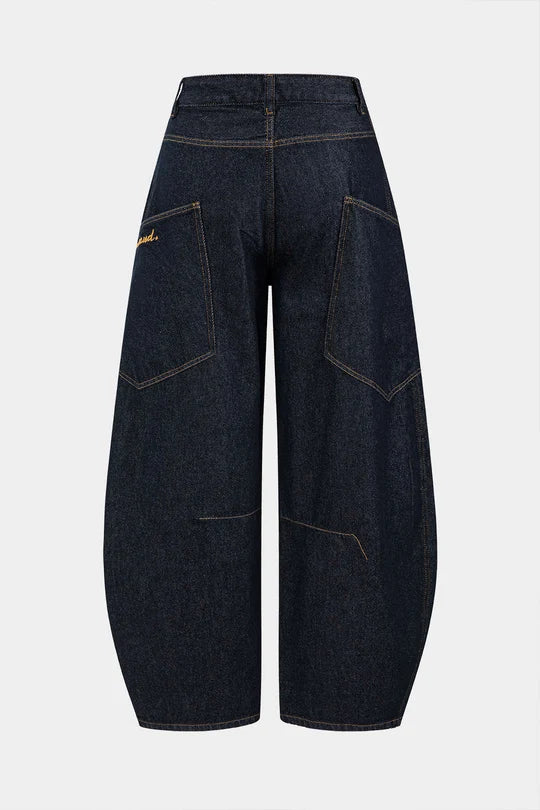 Denim jeans met wijde pijpen en verwassen look