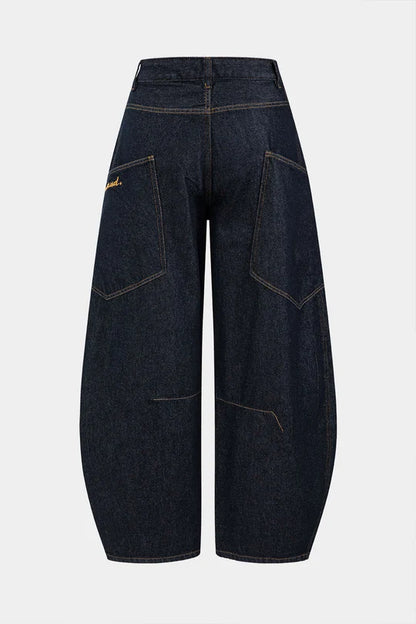 Denim jeans met wijde pijpen en verwassen look