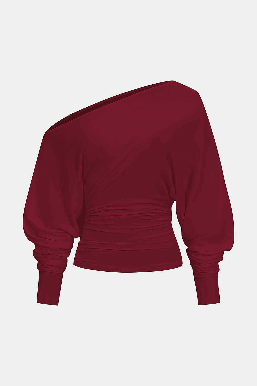T-shirt met uitsnijding, één schouder en ruches