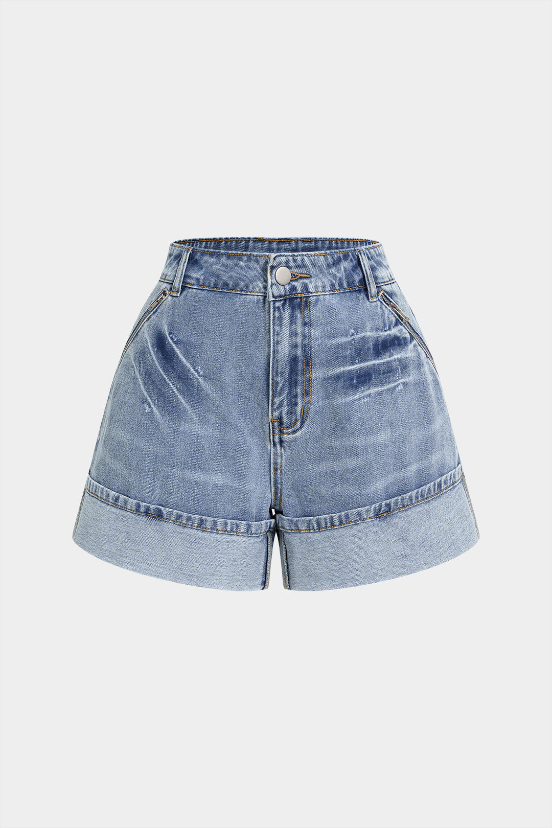 Aurora - Denim asymmetrische short met zakken