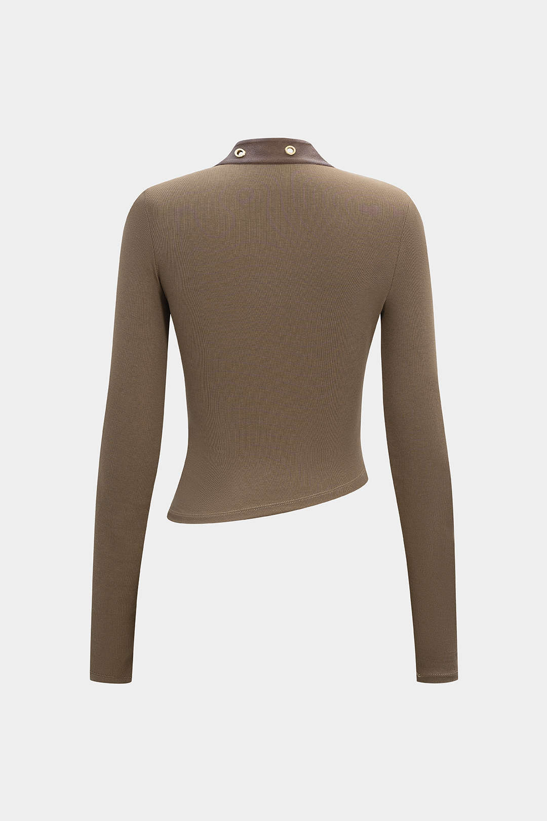 Leren-look metallic top met lange mouwen