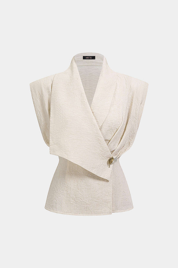 Asymmetrische blouse met V-hals en ruches