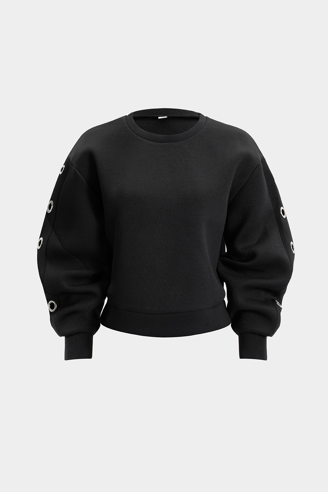 Metallic top met ronde hals en opengewerkt detail