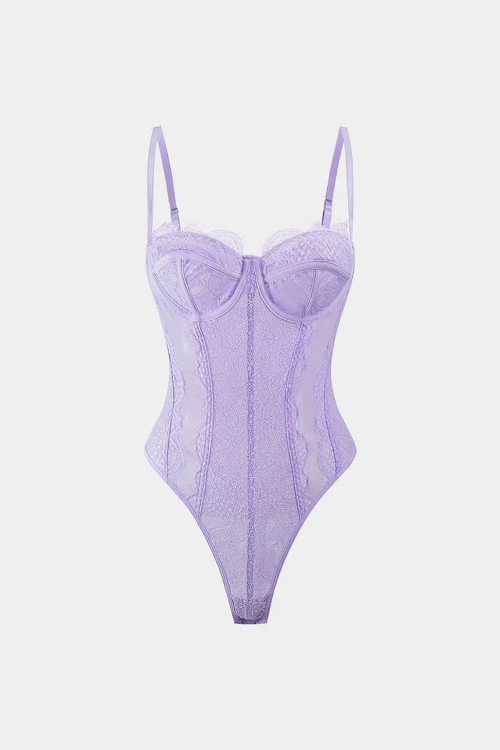 Mesh patchwork bustier korset bodysuit