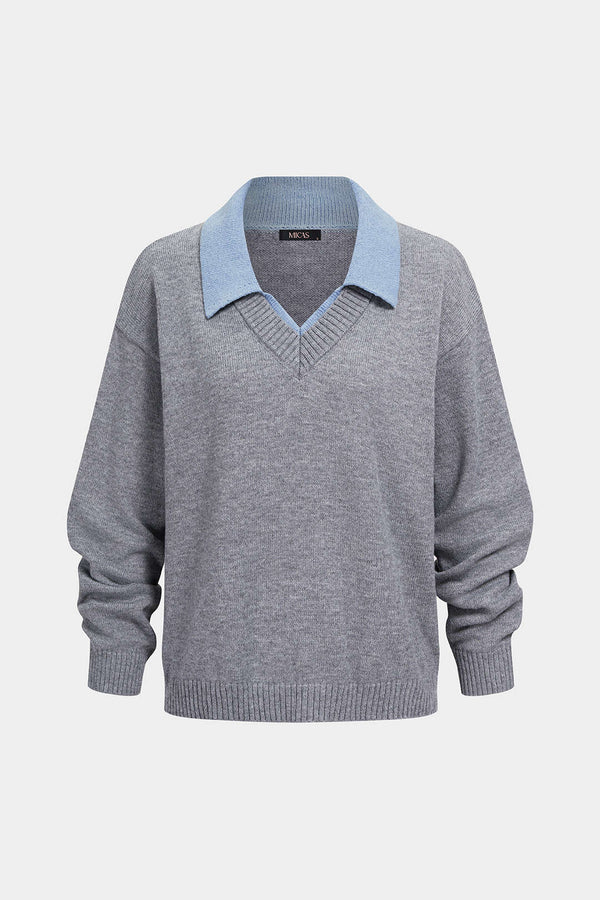 Zara - Gebreide top met kraag en lange mouwen