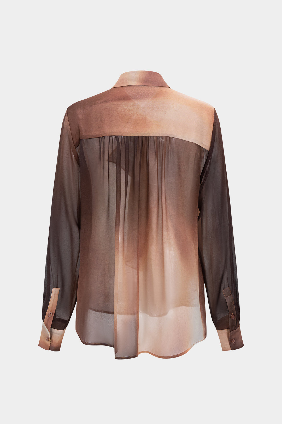 Tie-dye chiffon top met knoopjes, volants en lange mouwen