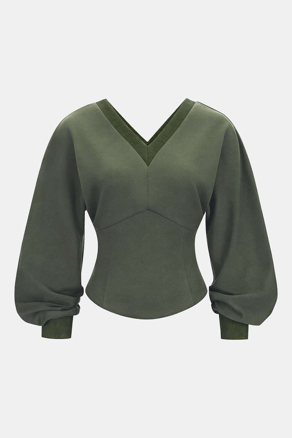 Effen sweater met V-hals en getailleerde pasvorm
