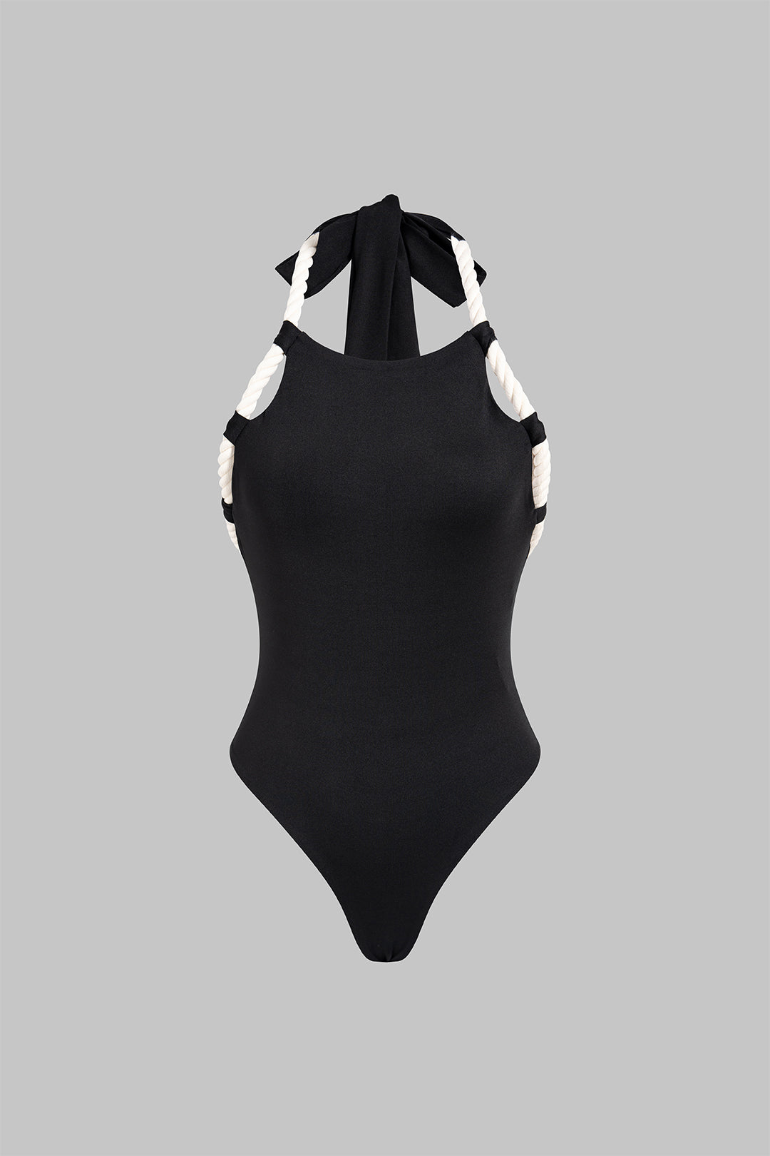 Mouwloze body met halternek, gedraaid detail en knoopdetail