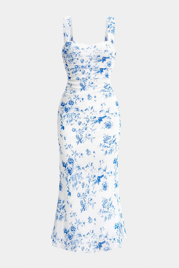 Bloemenprint mesh midijurk