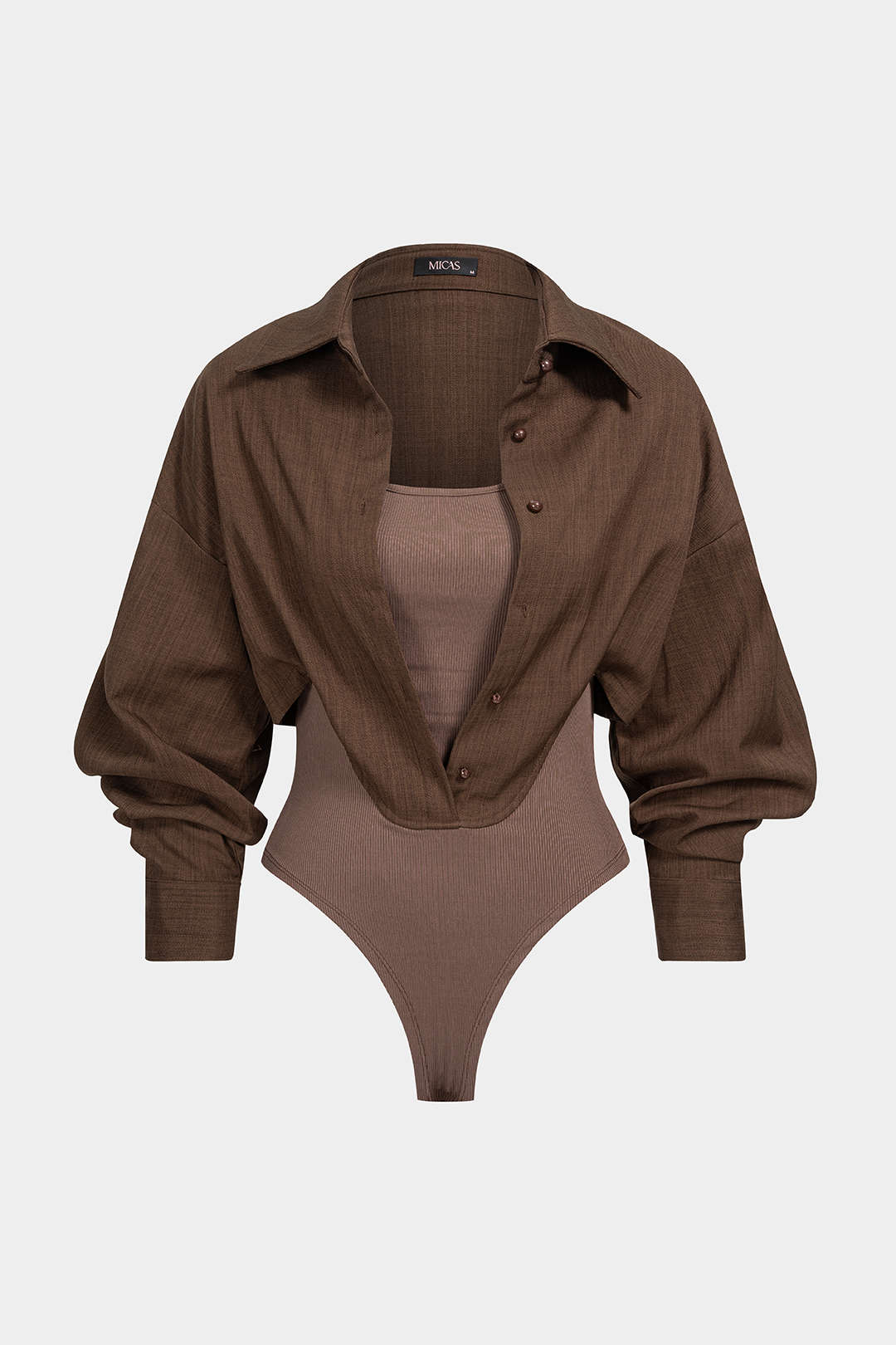 Mae - Patchwork body met knoopjes en lange mouwen