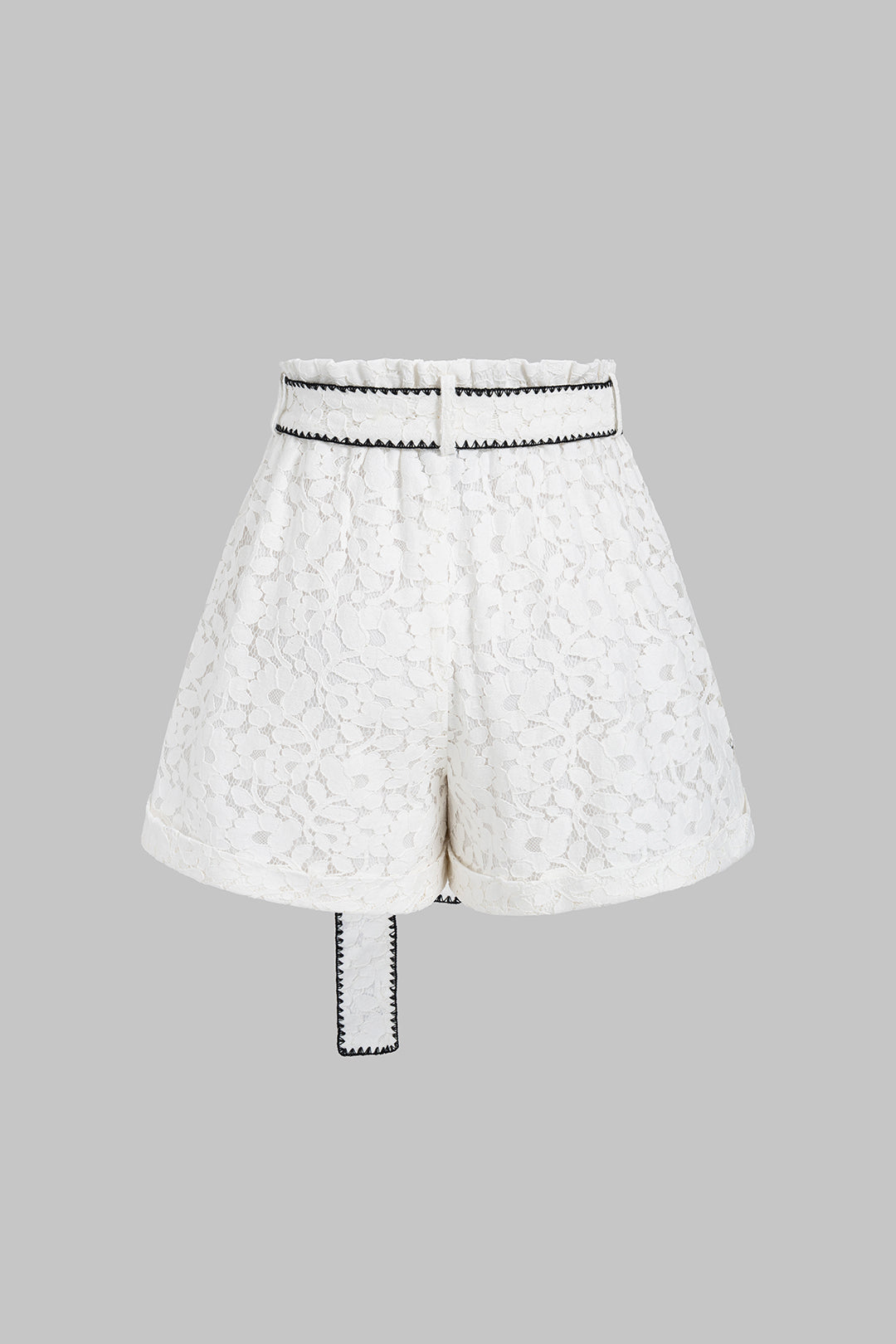 Short met kant, strik en wijde pijpen