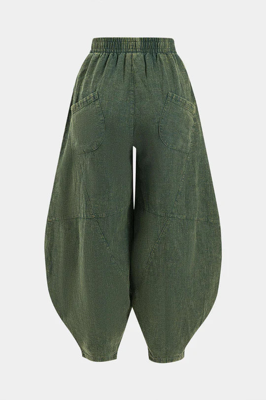 Ruched Pocket Wide Leg Barrel Trousers