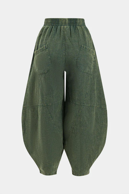 Ruched Pocket Wide Leg Barrel Trousers